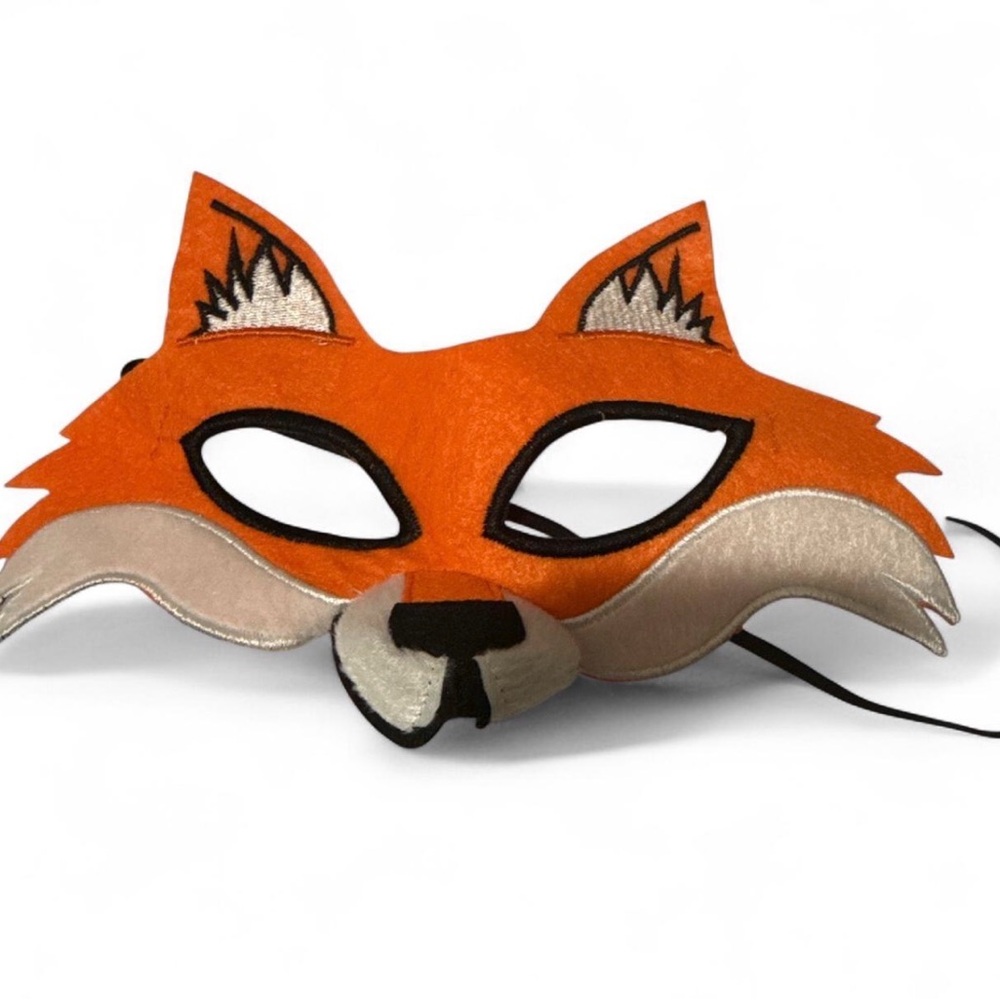 Kids Orange Fox Mask - Plush Animal Dress-Up Accessory